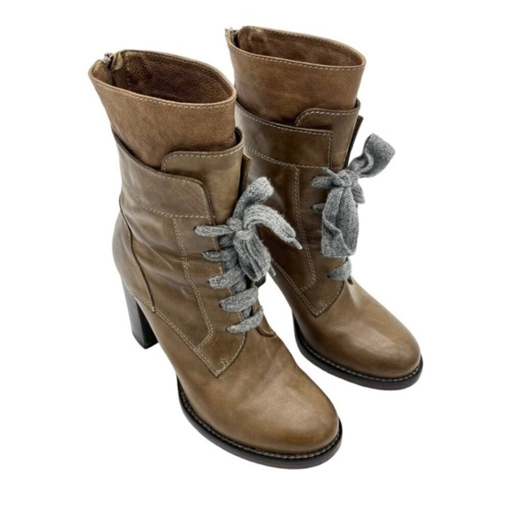 Brunello Cucinelli Leather Lace-Up Boot Size EU 37